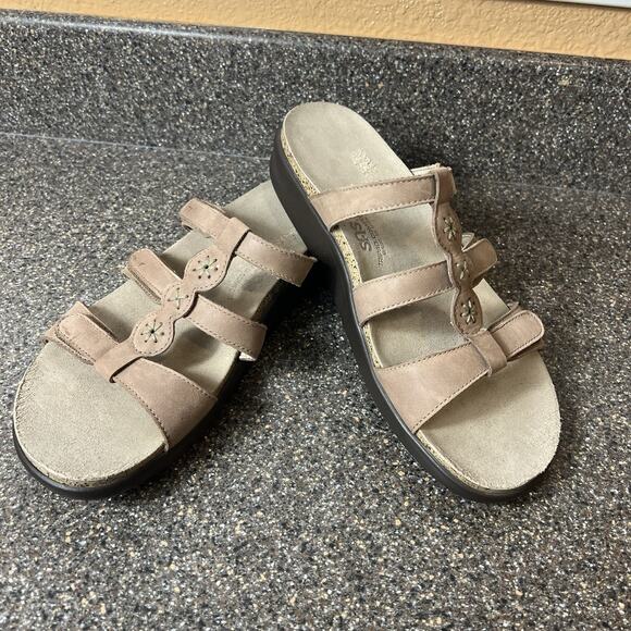 SAS Tripad Comfort Beige Womens Size 9 M Leather Sandals Slip On Slides Open Toe - Picture 3 of 10